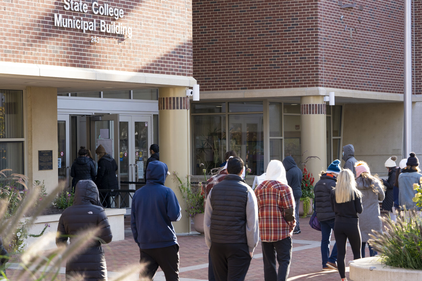Election Day 2020, Voters Outside Municiple Building